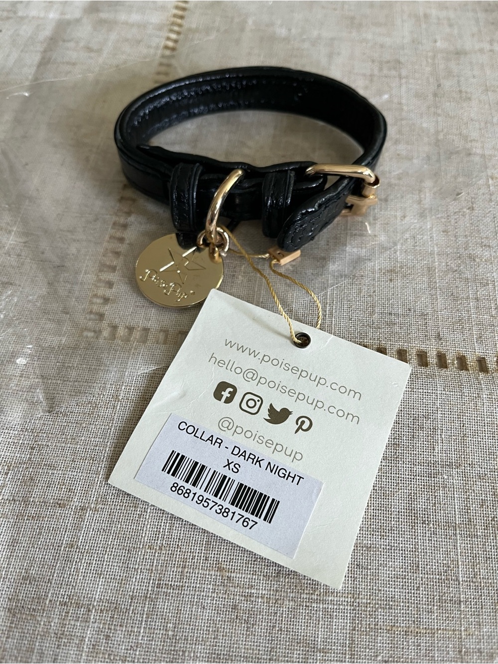 NWT PoisePup Dark Knight Leather Dog Collar, XS, Black, 7.1-9.5” Neck, 1/2” Wide - Picture 5 of 6